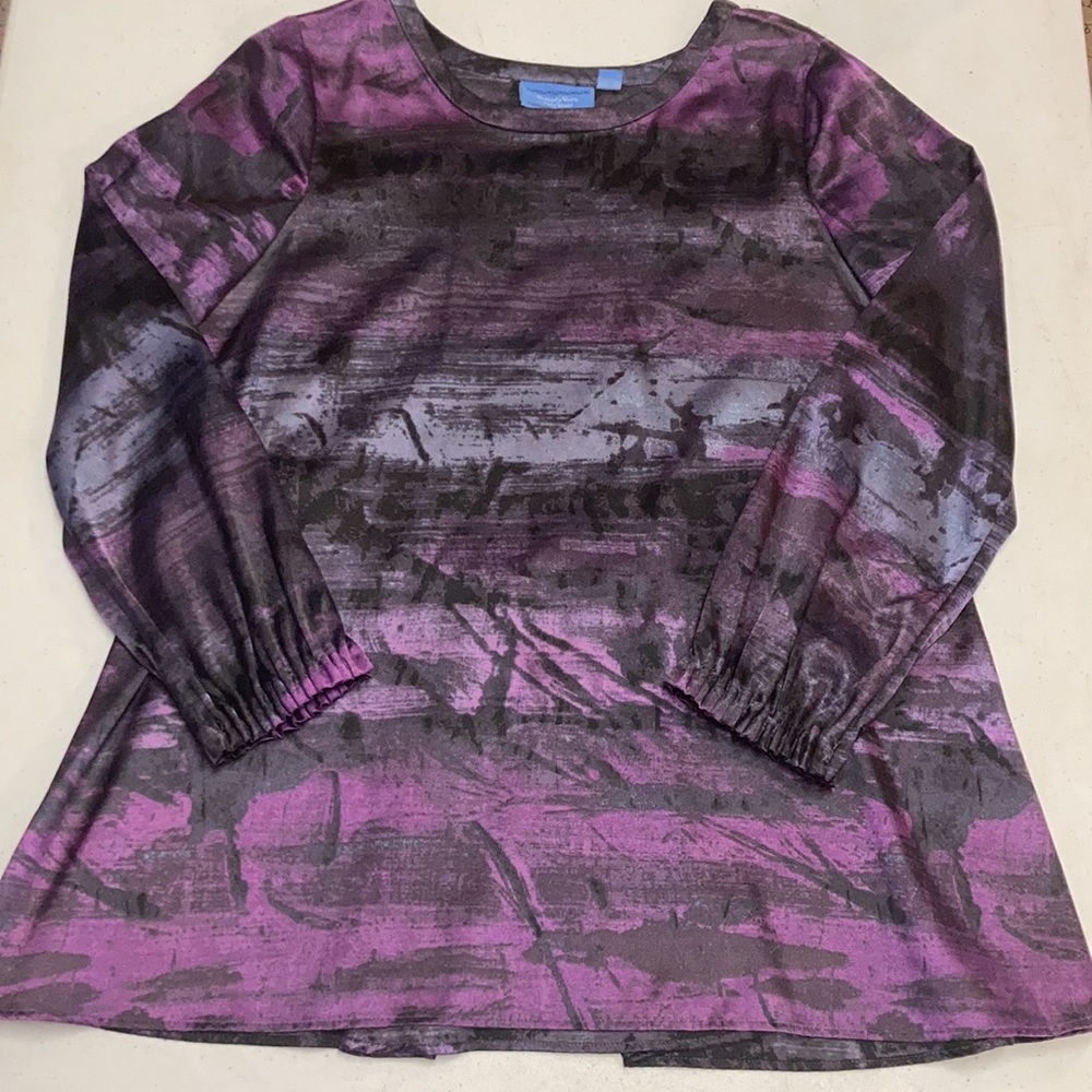 Simply Vera by Vera Wang Purple & Black Blouse - Picture 8 of 14